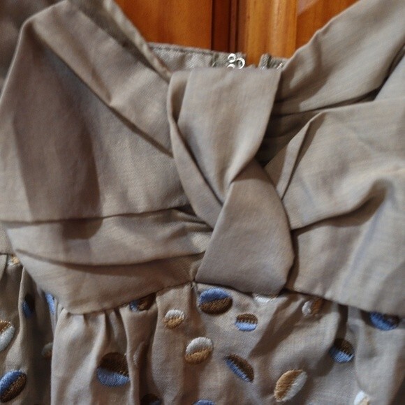 BCBGMAXAZRIA Gray Seashell Print Cotton Woven Babydoll Mini Dress 12 NWT - Picture 5 of 12